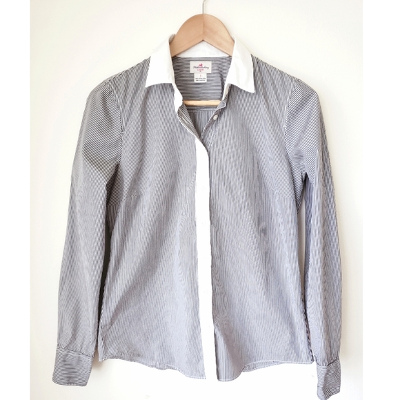 J crew Haberdashery S black stripe button down - Picture 1 of 5